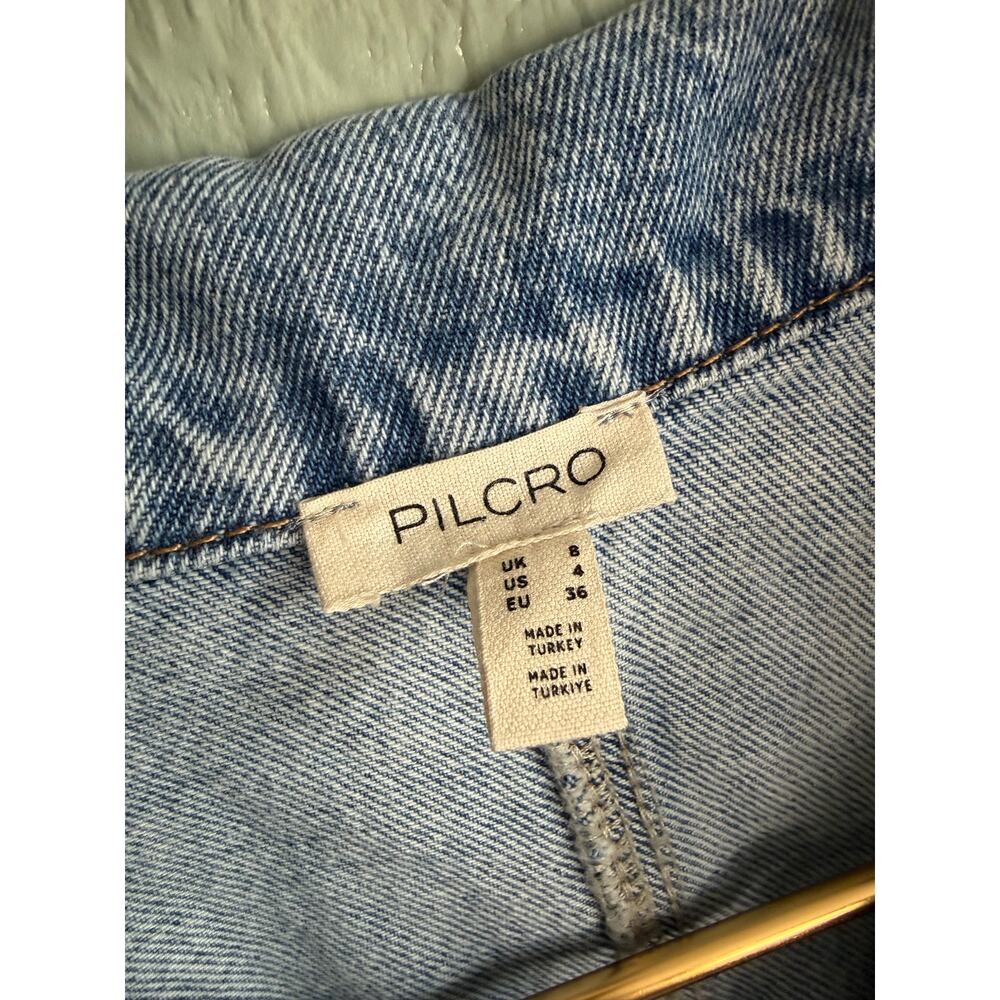 Anthropologie Pilcro Short-Sleeve Denim Button-Front Mini Dress Size 4 - Picture 6 of 7
